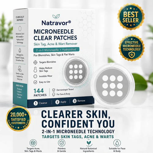 NATRAVOR® 2-in-1 Microneedle & Hydrocolloid Patch🍀| Removes Raised Moles, Acne, Flat Warts & Skin Tags | Helps Improve Wrinkles, Scars & Blemishes | Invisible Patches for Face & Body