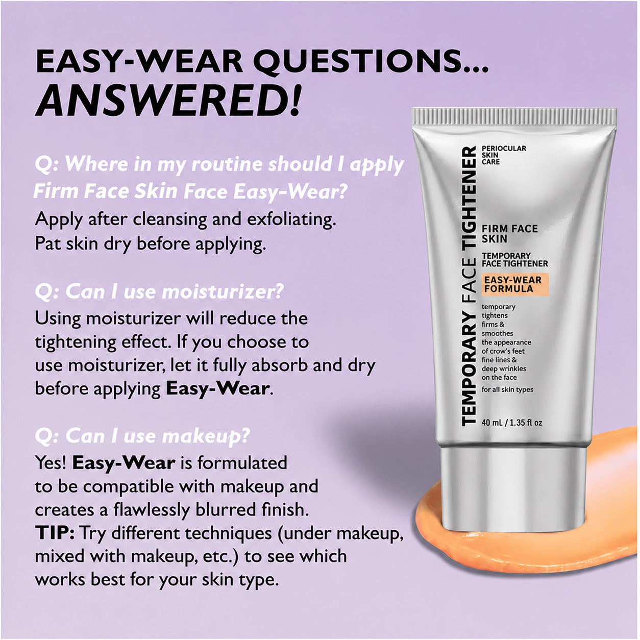 Instant Firming Temporary Face Tightener Easy-Wear Formula