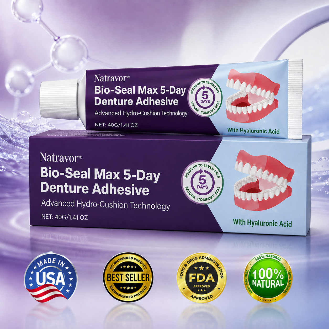 🔥100K+SOLD🔥Natravor® Bio-Seal Max 5-Day Denture Adhesive🦷💙